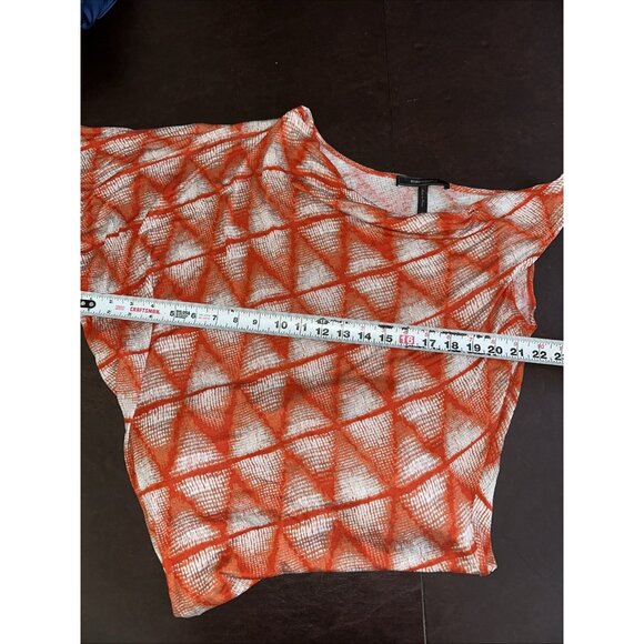 BCBG Kesi Sheer Red & White Geometric Pattern One Shoulder Dress  Size S - Picture 9 of 10